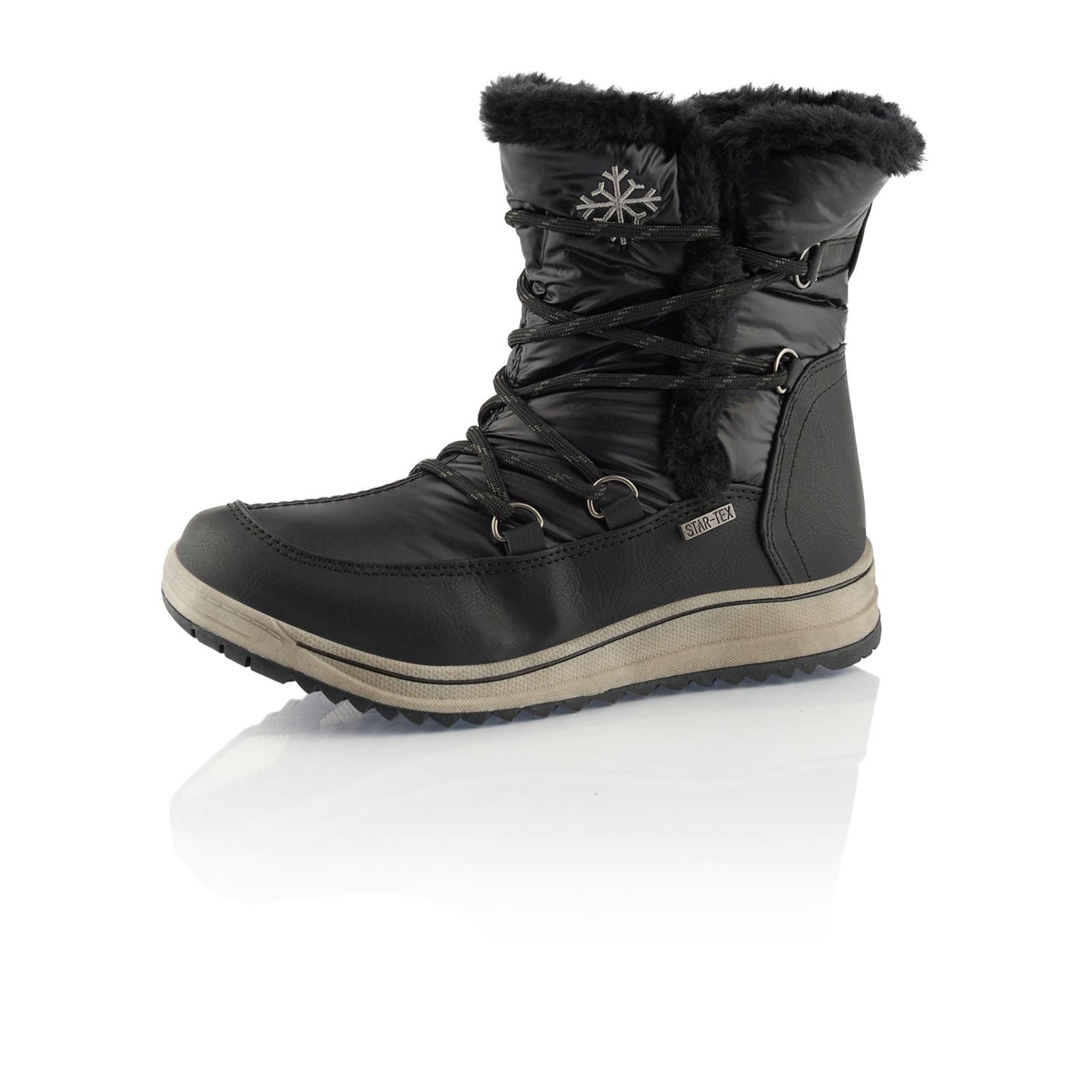 Stiefel Winterstiefel Damenschuhe Boots Schuhe Warm Gefüttert Leder-Optik Neu 